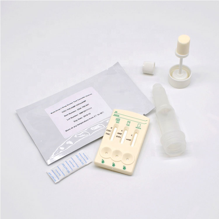 Ngwa ngwa otu nzọụkwụ Saliva Multi Drug Test 5 N'ime 1 Panel Ọgwụ Ọgwụ